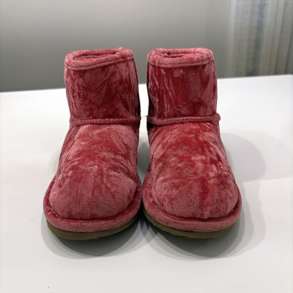UGG Women's Classic Mini II Pink 3 Raspberry Wool Velvet Boots 1142070K Size 2 - Picture 4 of 9